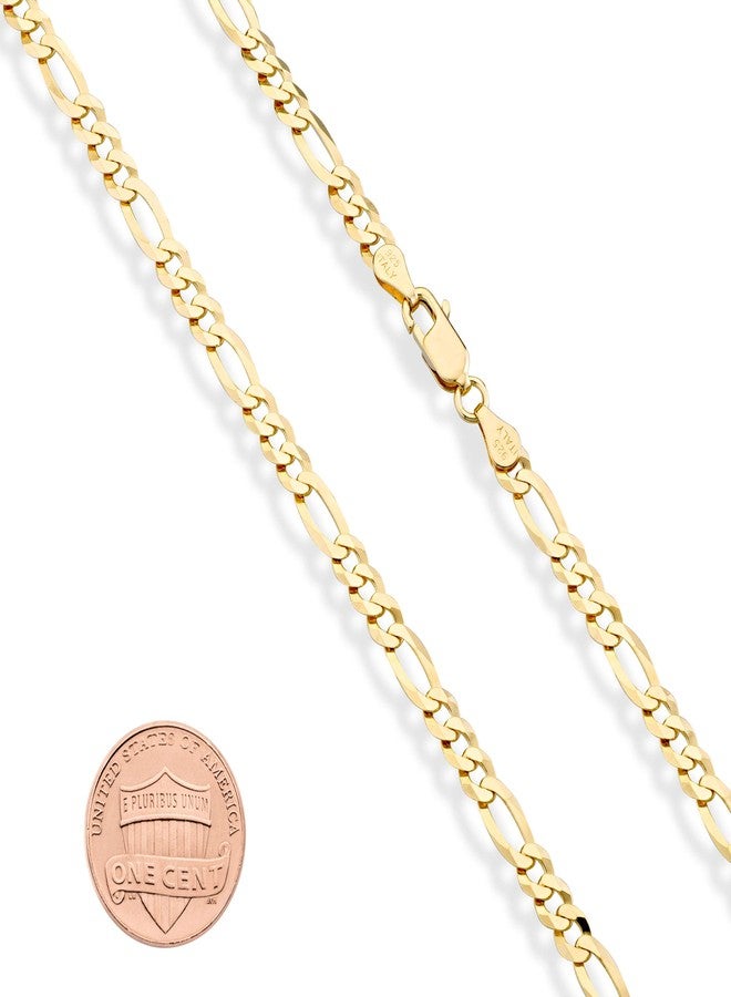 Miabella 18K Gold Plated Sterling Silver Italian 5mm Diamond-Cut Figaro Chain Bracelet for Women Men, 925 Made in Italy (Length 7 Inches) - Image 2